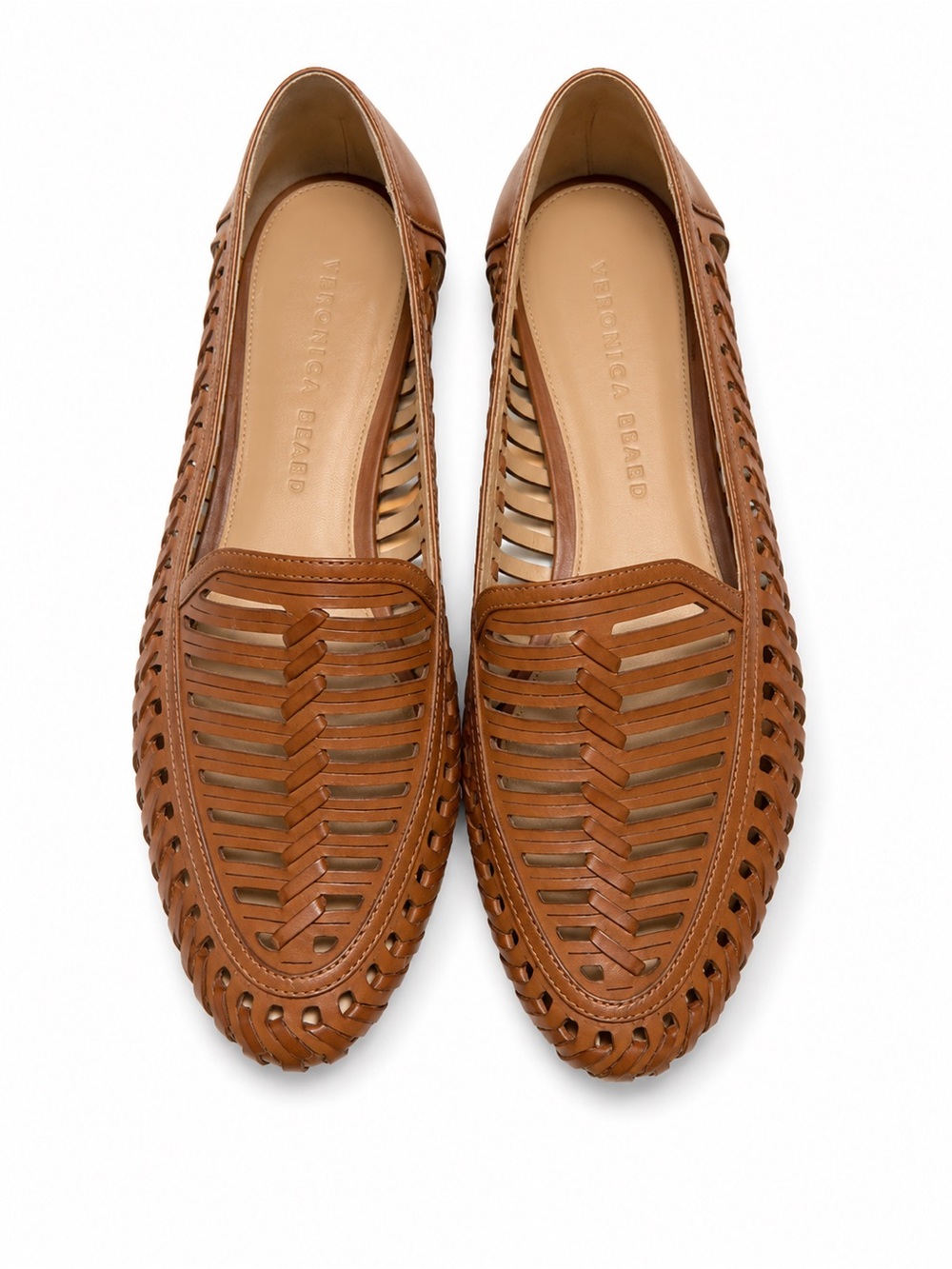 Veronica Beard Brown Woven Leather Flats Loafers Size 7.5